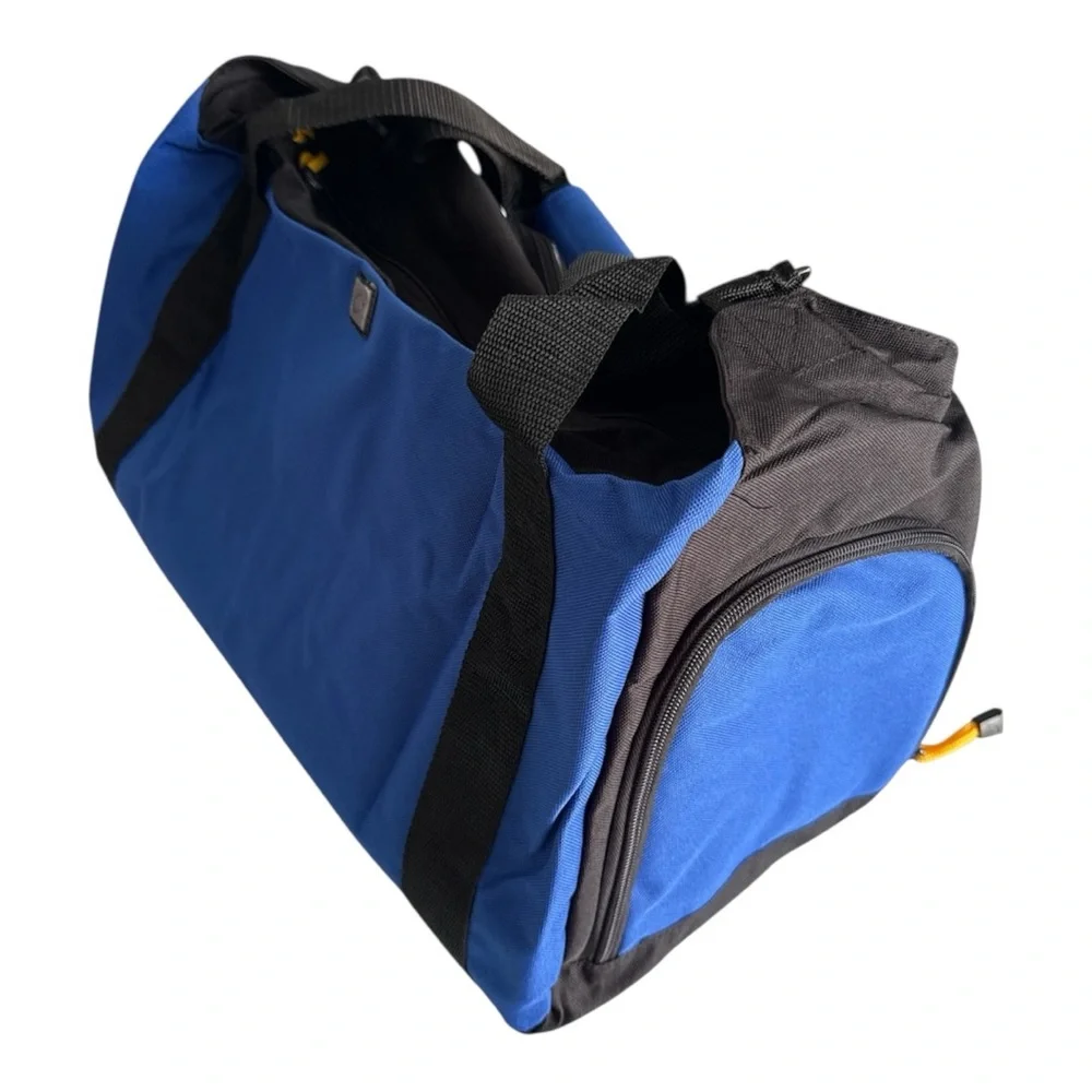 Blue and Black Duffel Bag with Yellow‎ Accents